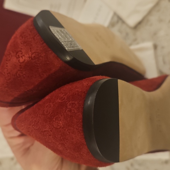 Gucci Horsebit GG Red/Maroon Suede Women's Loafers - NIB with COA - Picture 9 of 14